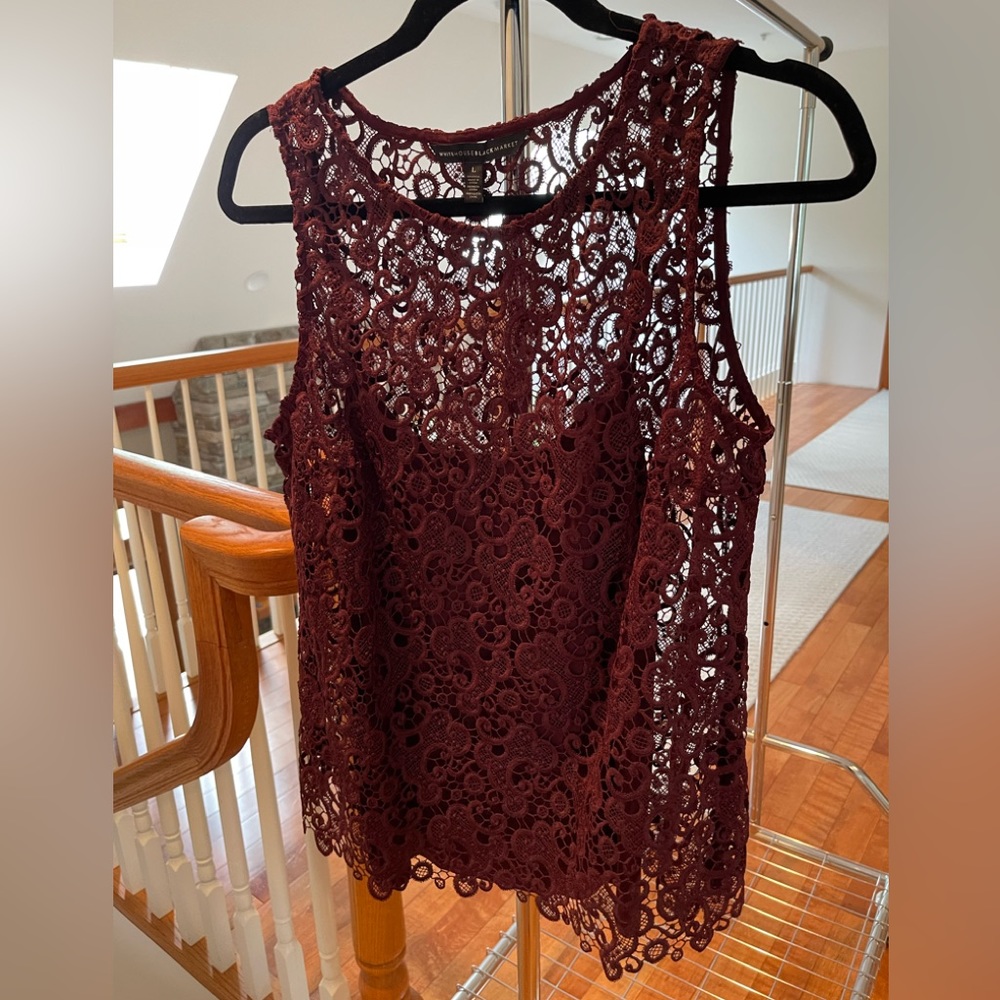 White House Black Market Lace Tank Size L